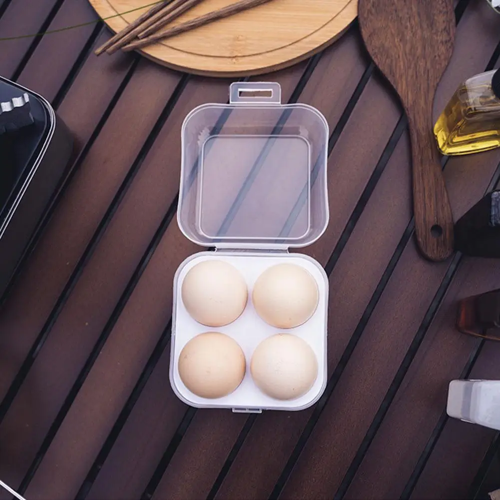 4 Grids Egg Box Egg Holder Container For Outdoor Camping Picnic Anti-fall Egg Storage Boxes Refrigerator Kitchen Organizer U8J4