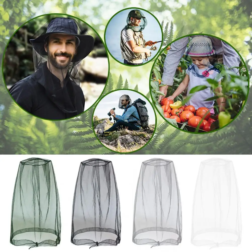 Hunter Mosquito Shield Mosquito Head Net Fine Mesh Face Shield with Drawstring for Hats Breathable Protection Netting for Men