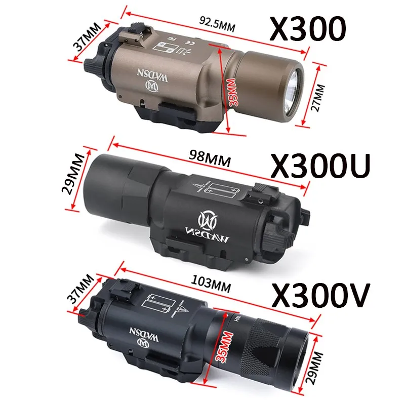 WADSN Tactical Surefir X300 X300U Ultra X300V Pistol Scout Light Rifle Airsoft Weapon Gun Strobe Flashlight Glock G17 19 Torch