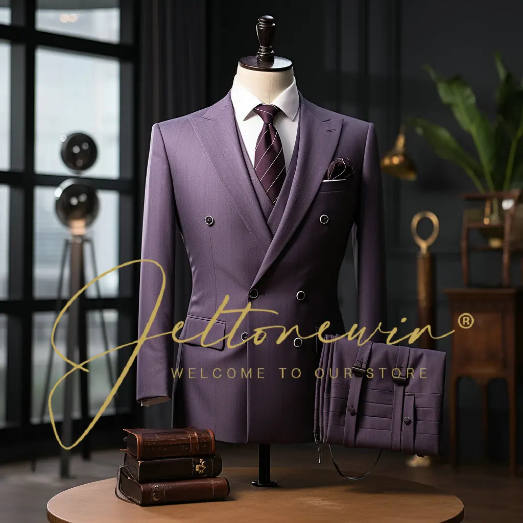

Wedding Tuxedo 3 Piece Men Suits for Prom Slim Fit Groom Male Fashion Costume Jacket Waistcoat with Pants Trajes De Hombre