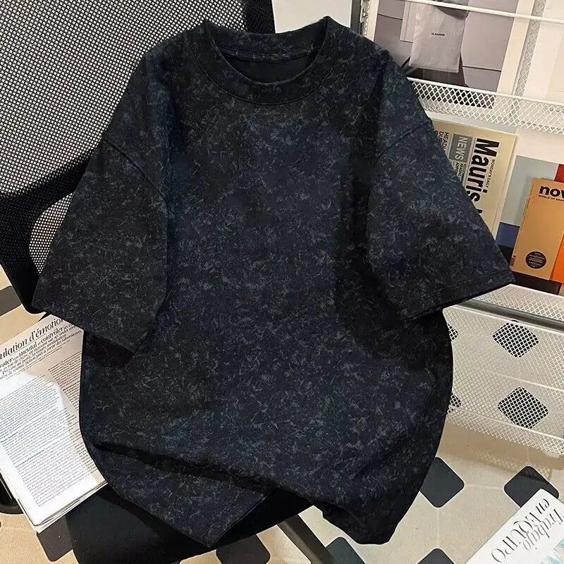 Short-sleeved T-shirt Men's Heavy Batik 2026 Summer New Loose Round Neck Half-sleeved Top