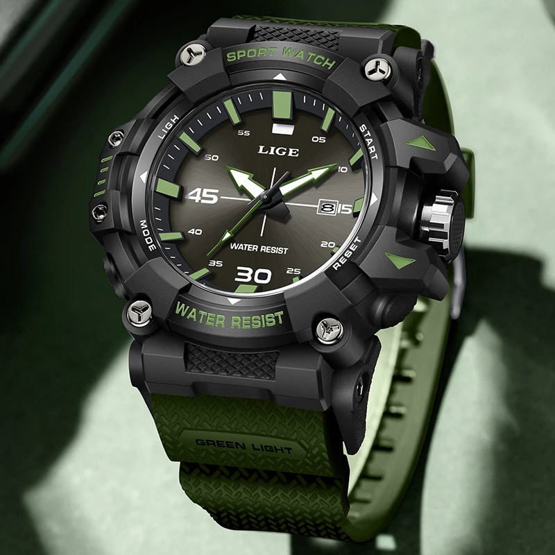 LIGE 2026 쿼츠 손목시계 패션 밀리터리 최고급 명품 시계 남성 스포츠 방수 야광 날짜 표시 남성 시계 레로즈 옴브레