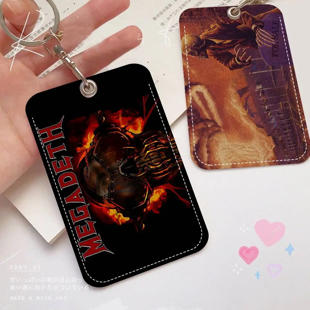 Heavy Metal Rock Roll Music Megadeth Rectangle Keychain Card Holder, Credit Card Holder, Student ID Card Holder, Bus Cards Cover