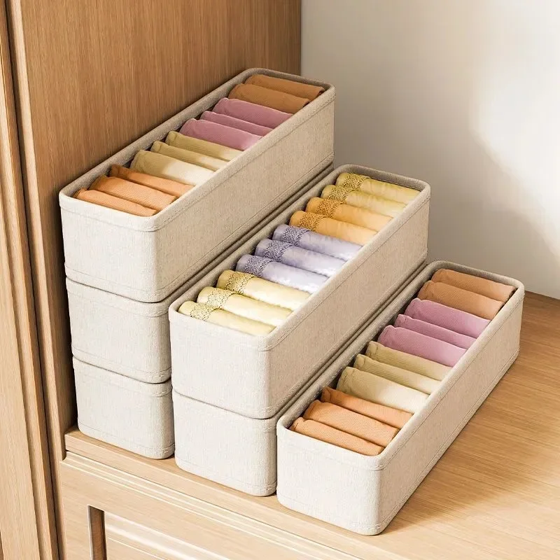 1/2/4pcsSlot Clothing Storage Boxes Folding Stacking  Multi-functional Underwear Socks Storage Box Home Wardrobe Organizer