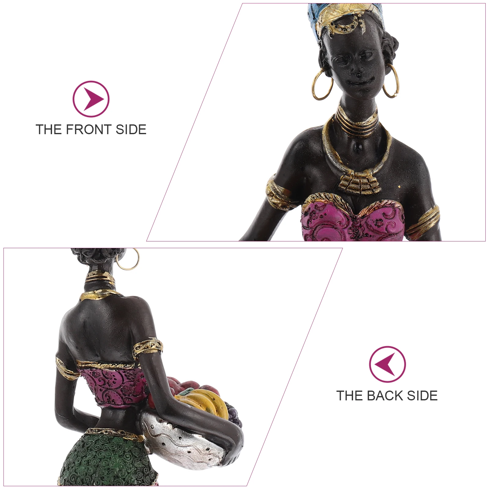 

1Pcs African Woman Resin Art Statue Ethnic Style Desk Ornament for Home Office Interior Decorative Accessories Blue Hat