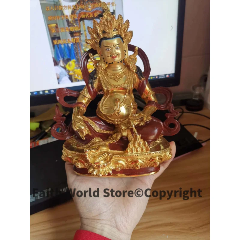 

Tibetan Buddhism gold gilding CAI SHEN The God of wealth Yellow Jambhala Buddha statue brass family effective protection God