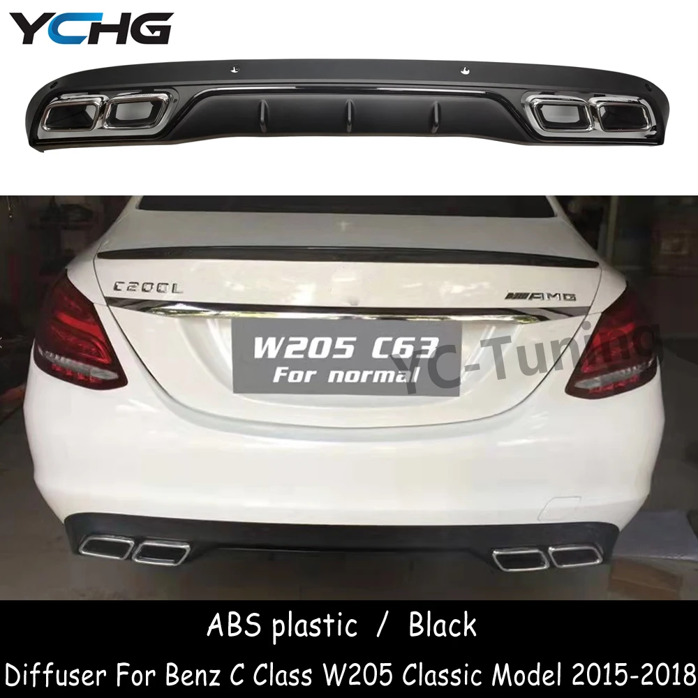 W205 AMG Style Rear Bumper Diffuser For Mercedes Benz C Class W205 Sedan Non Sport C63 Diffuser with 4-outlet Exhaust 2015-2018