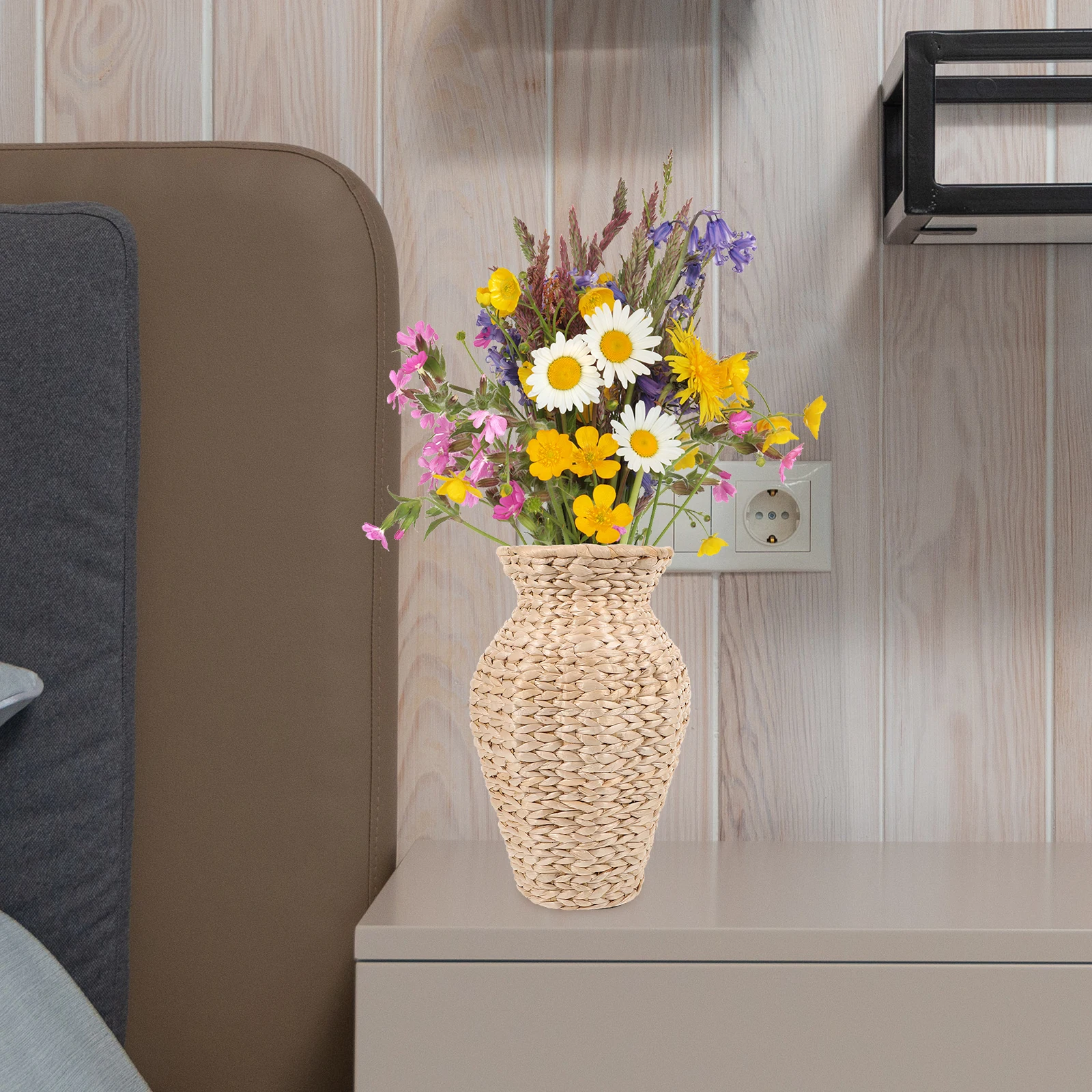 

Woven Flower Vase Natural Seagrass Tall Rustic Decorative Vase For Artificial Dried Flowers Home Garden Wedding