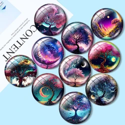 Beautiful FancyStarry Moon TreeRound Photo Glass mix 10pcs12mm/14mm/16mm/18mm/25mm Cabochon Demo Flat Back Making findingsm