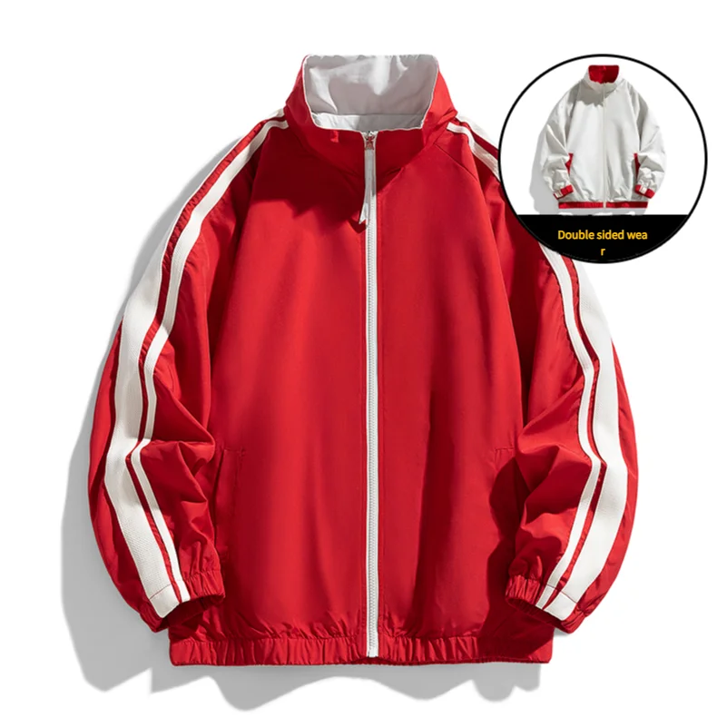 Chaqueta nueva de otoño para hombre, cárdigan informal con cuello holgado para exteriores, chaqueta juvenil, ropa de doble cara multicolor