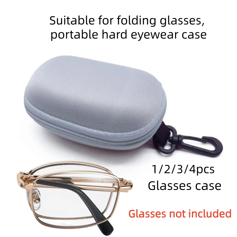 1/2/3/4pcs Hard Shell Glasses Case, Compact & Practical, Easy to Carry, for Folding Glasses Storage, Zipper Closure