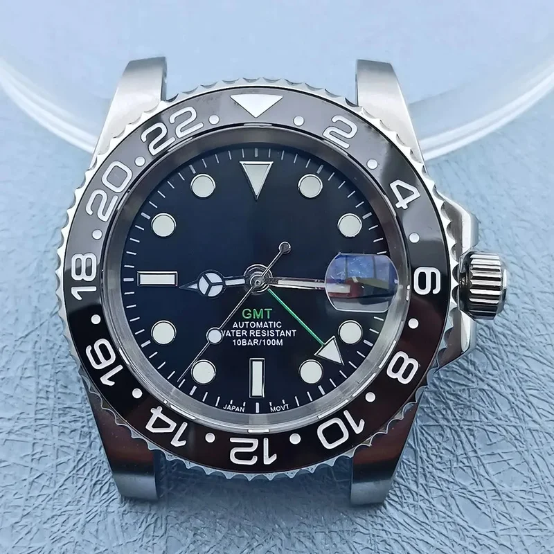 40mm GMT NH34 Movement Watch Case 316L Stainless Steel Sapphire Glass fit NH34 Movement Installation Parts 5BAR Waterproof 1