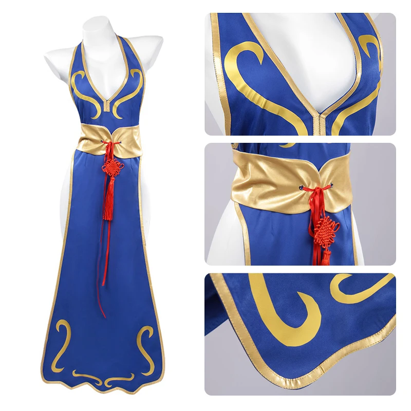 Chun Li Cosplay Costumes Cheongsam Blue And Black Sexy Dresses Game Chun-Li  Uniform Halloween Carnival Party Dressing For Women - AliExpress 200000532