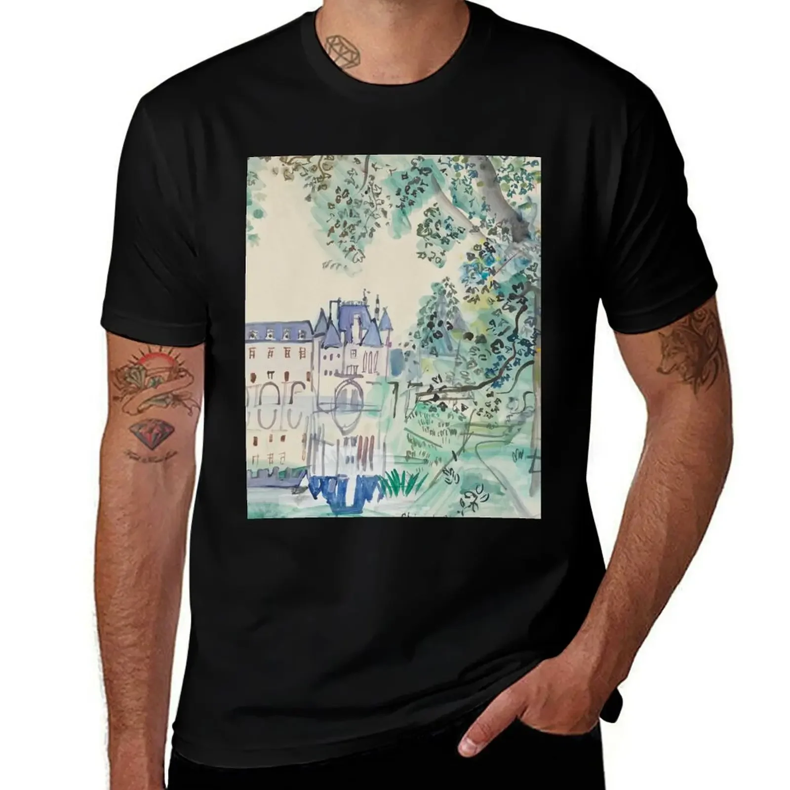 Raoul Dufy Chateau de Chenonceau T-Shirt baggy shirts customs t shirts for men