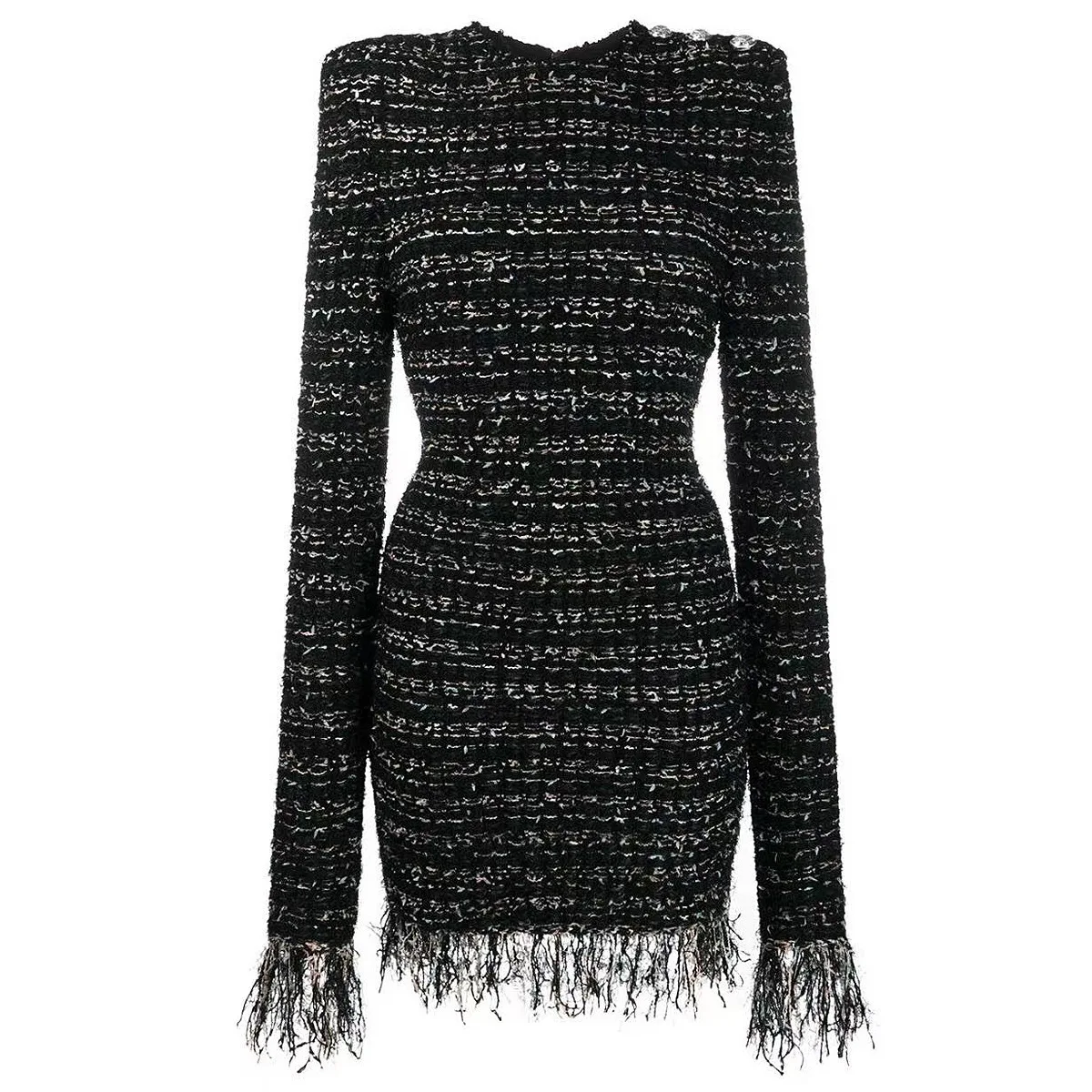 Women autumn and winter elegant fashional slim-fit woolen fringed dress,perfect for daily and party,high quality,