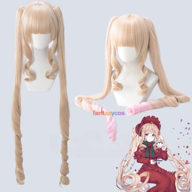 

Shin Ku Anime Rozen Maiden Cosplay Wig Heat Resistant Synthetic Long Yellow Wigs for Halloween Costume Role Play Party+ Wig Cap