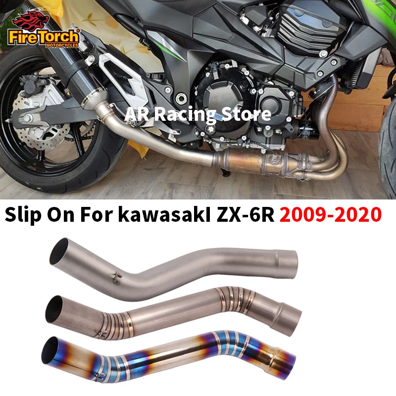 

Motorcycle Exhaust Modified Titanium Alloy Mid Link Pipe Moto Escape Slip On For KAWASAKI Ninja ZX-6R ZX6R ZX636 2009-2020
