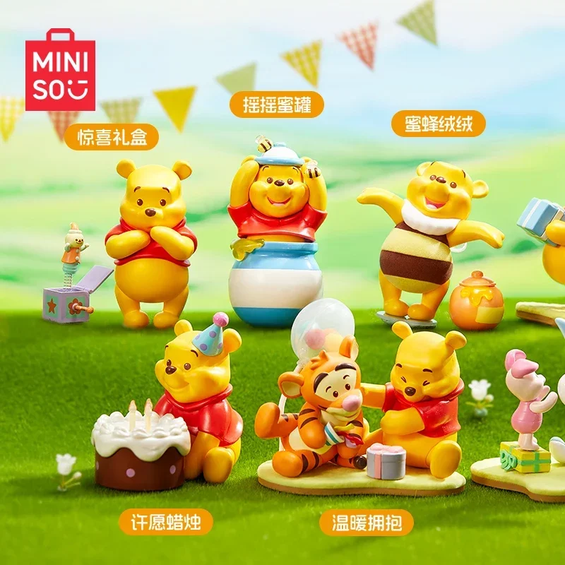 Minso Winnie The Pooh Blind Box Party Theme Doll Kawaii Cartoon Model Collection Doll Lucky Box Birthday Gift Decorations