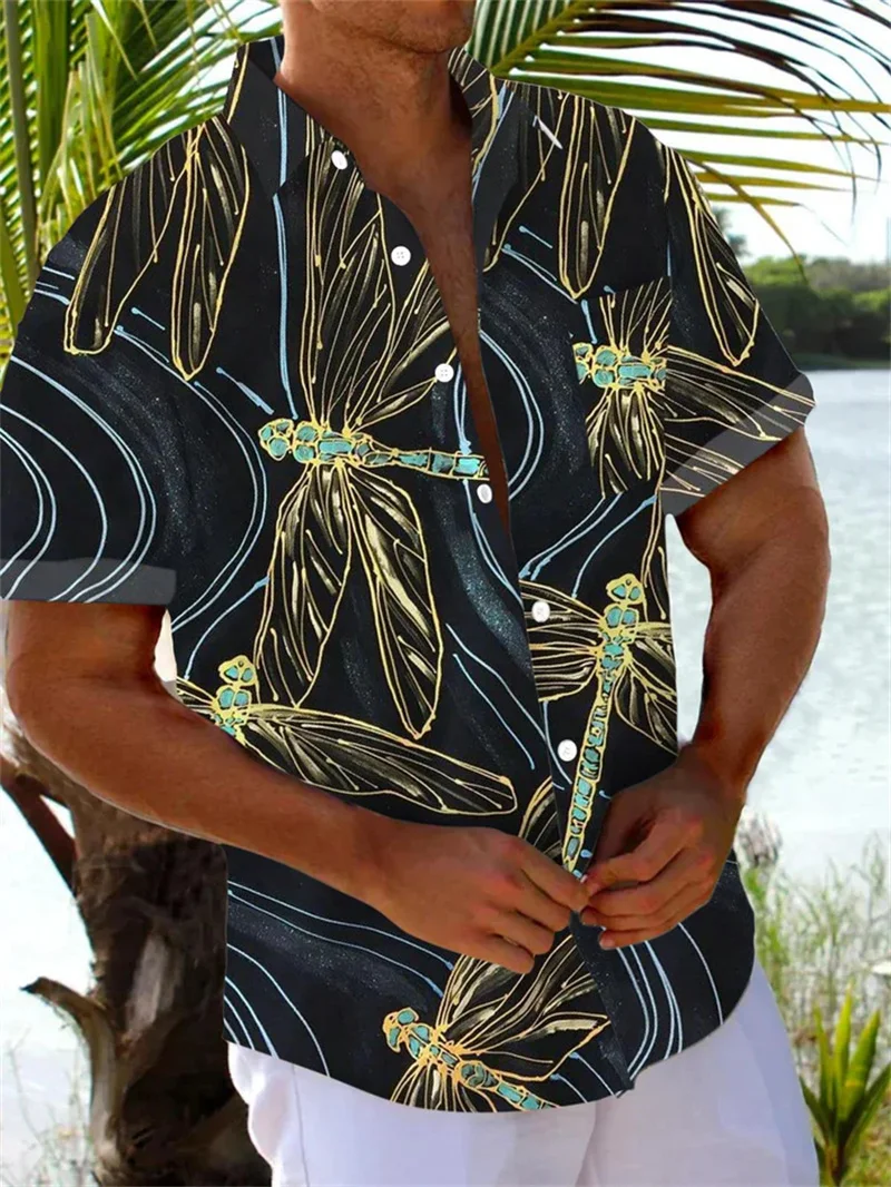 Printed Landscape Printed Men's Casual Short Sleeve Shirt Summer Fashion Men's Shirt Street Casual Clothing Top 2025