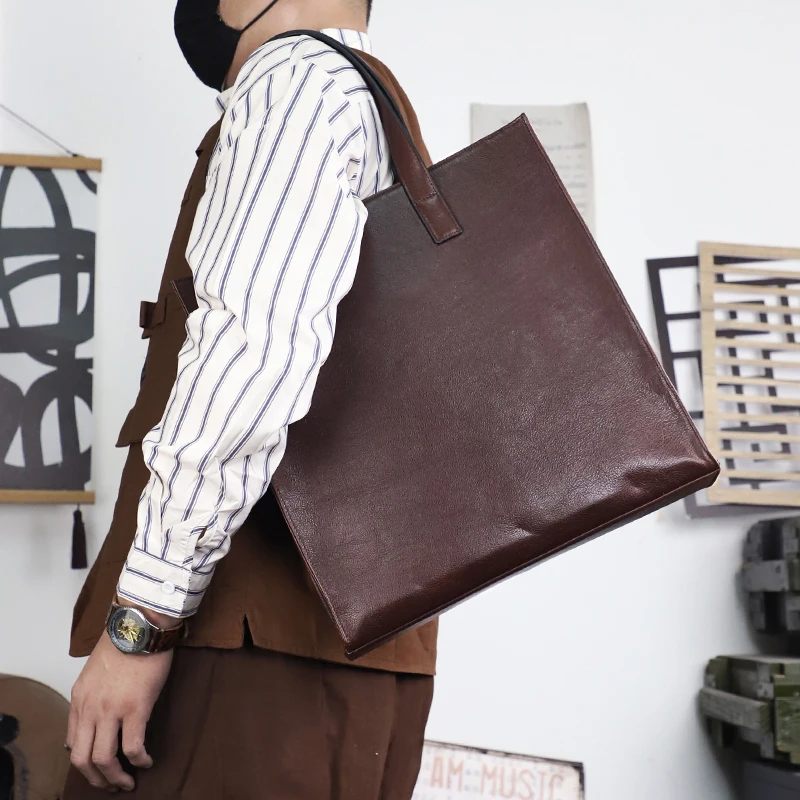 

Genuine Leather Handbag Vintage Large-Capacity Briefcase Business Man Cowhide Briefcase Leather Business Trip Computer Bag