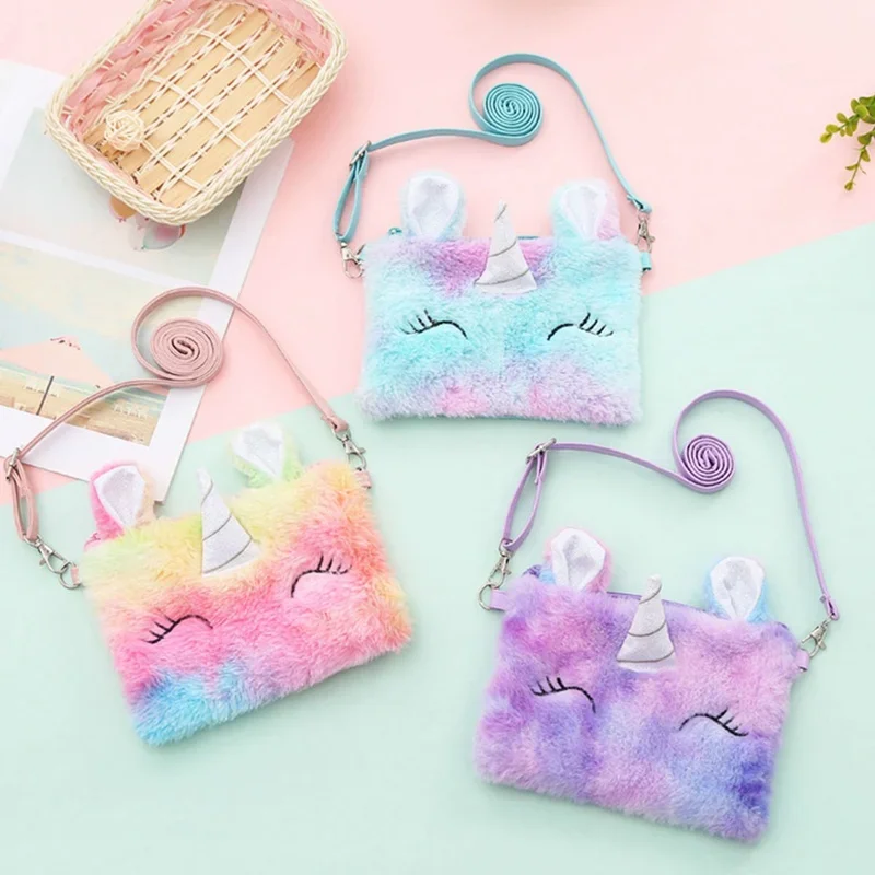 Tas bahu ponsel kartun Unicorn untuk anak-anak dompet koin tas selempang mewah Flurry dompet uang