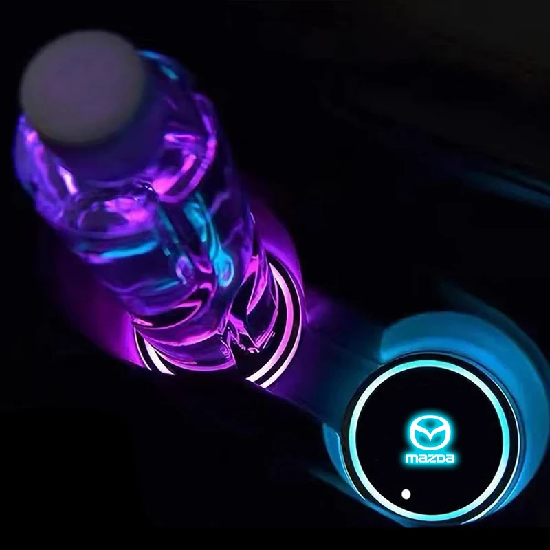 2PCS Car LED Water Cup Mat Drink Holder ForMazda 2 3 6 Axela Atenza CX30 CX5 CX8 CX9 MX5 BT50