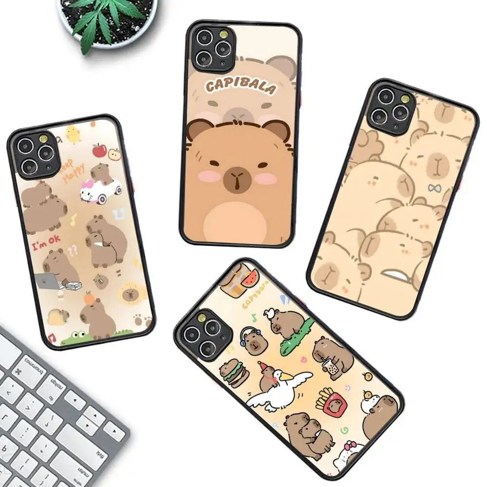 

Funny Capybara Phone Case for iPhone 14 11 12 13 Mini Pro Max 8 7 Plus X XR XS MAX Translucent Matte Cover