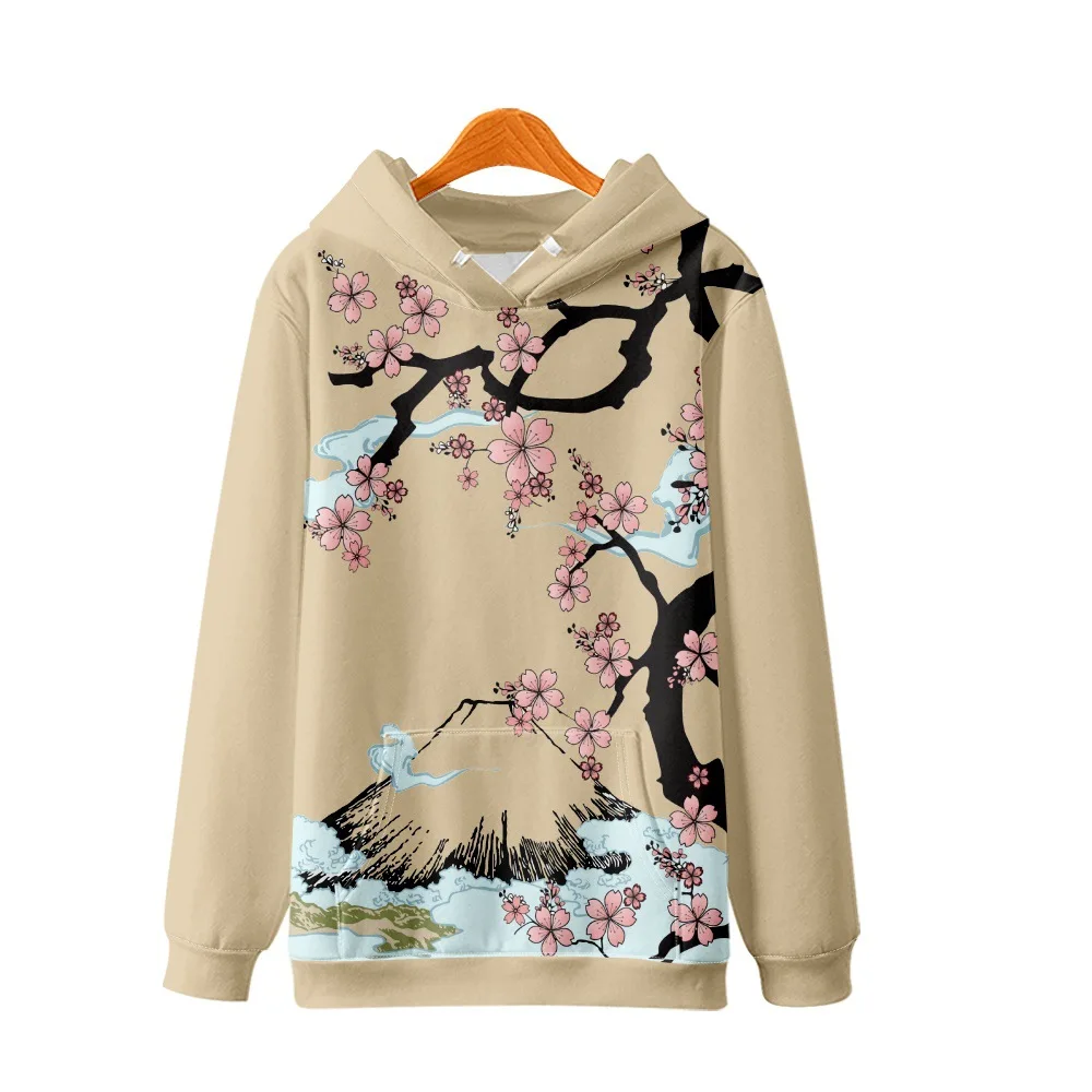 Autumn Fashion Couple Women Men Cherry Blossoms Printed Long Sleeve Hoodie Sports Pants Pullover Sweater Casual Streewear