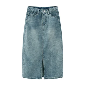 8 en çok satan, saia midi jeans com çatlak no. 1