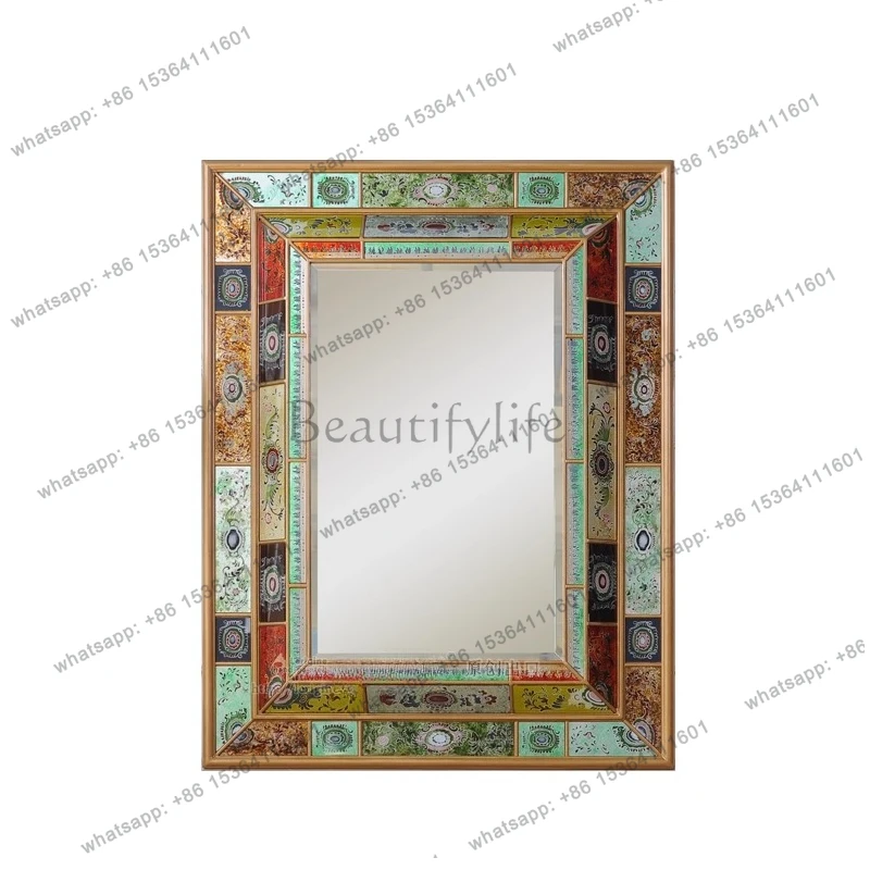 

Export handicraft painted retro B & B ethnic wall mirror makeup mirror