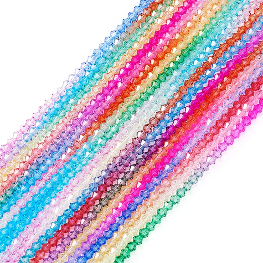 

10-20 Strands Gradient Faceted Bicone & Rondelle Glass Beads Baking Painted Spacer Beads for Jewelry Making Accessories 3/4/6MM