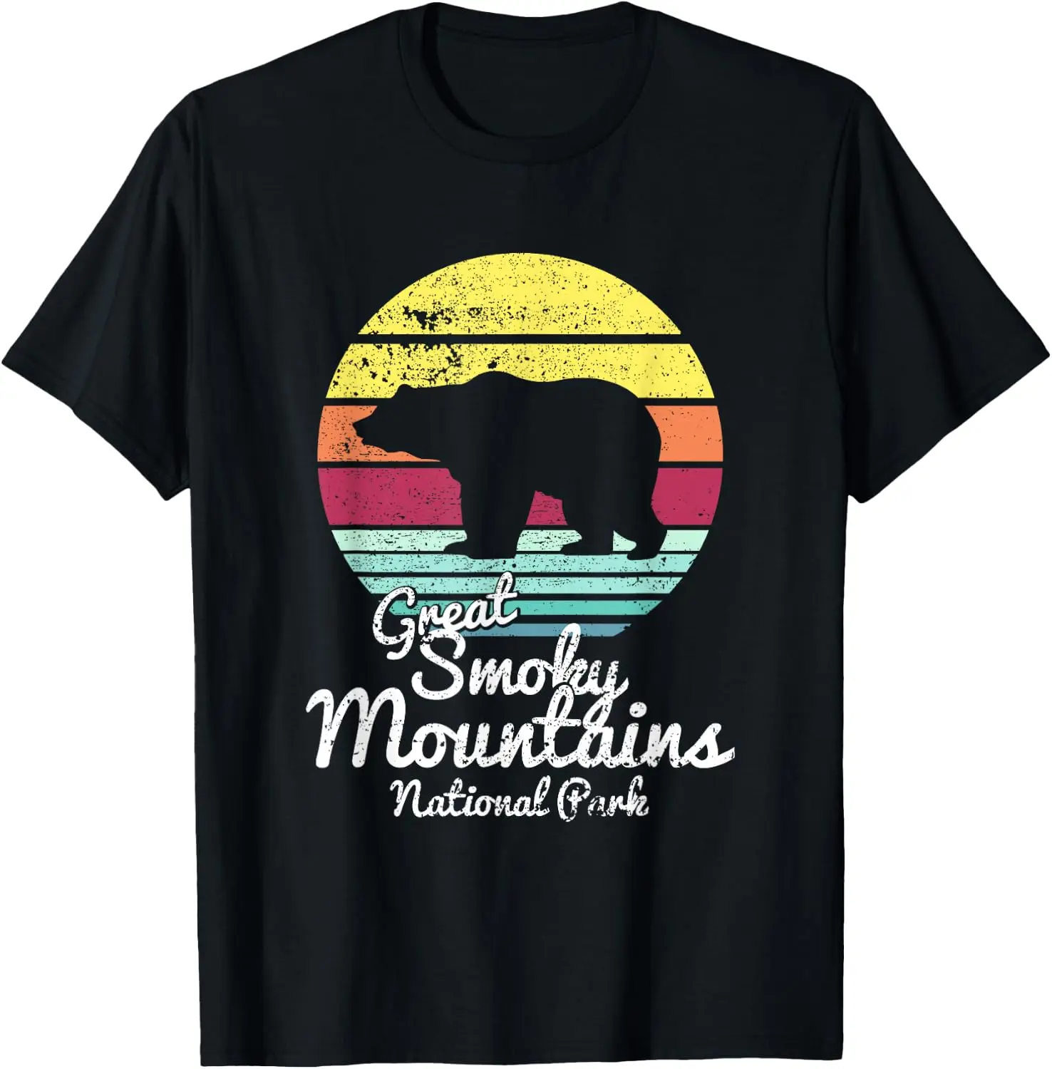 Retro Smoky Mountains National Park TN Bear T Shirt T-Shirt Tee – Soft, & 100% Cotton Trendy Y2K Short-Sleeve Tee-Soft,