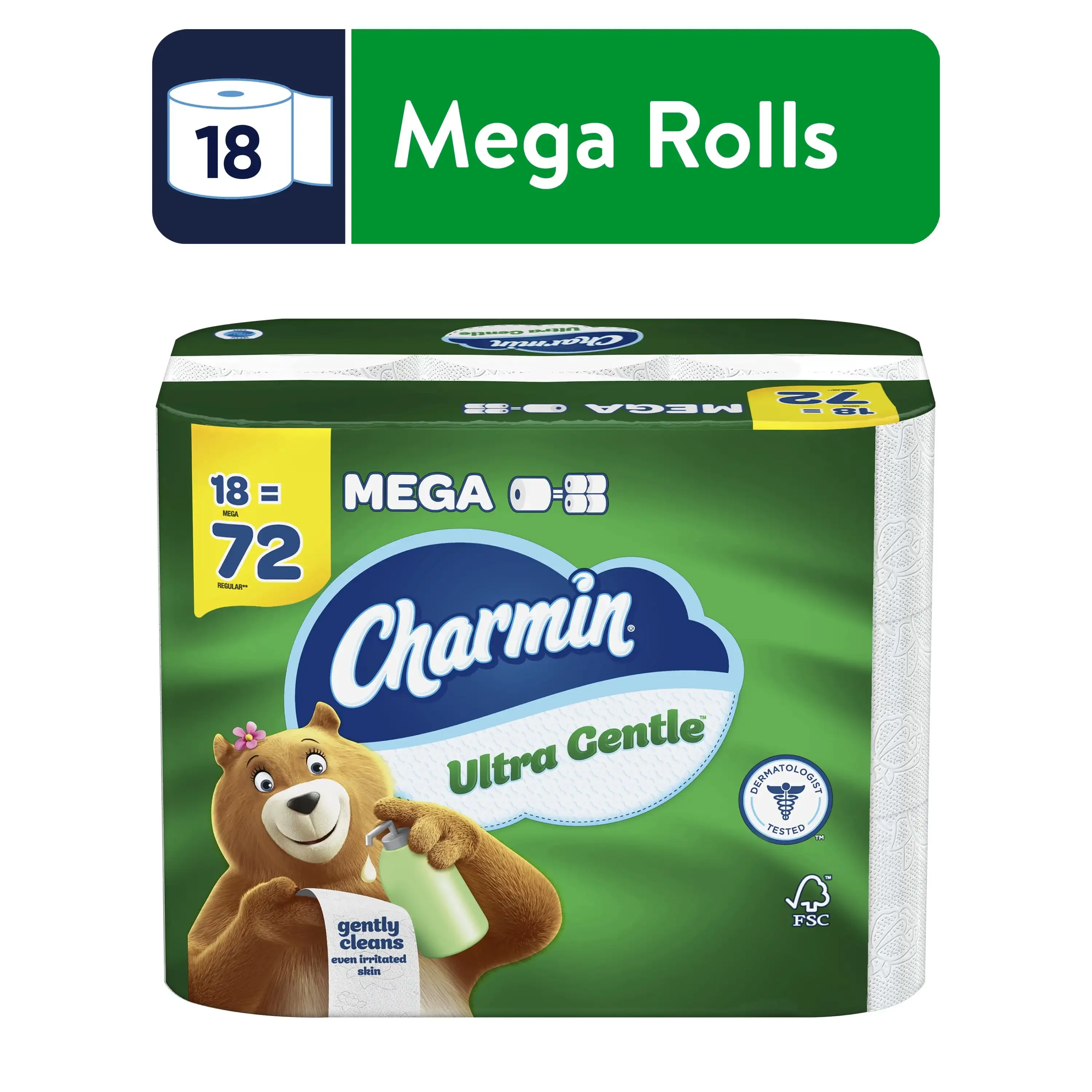 

Charmin Ultra Gentle Toilet Paper, 18 Mega Rolls, 231 Sheets per Roll