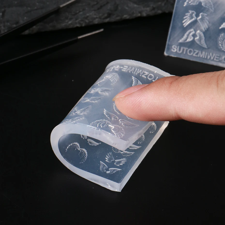 1 قطعة قالب سيليكون للأظافر على شكل جناح الملاك-قوالب أظافر على الطراز القوطي الباروكي العتيق لتزيين الأظافر وإكسسوارات الأظافر #3