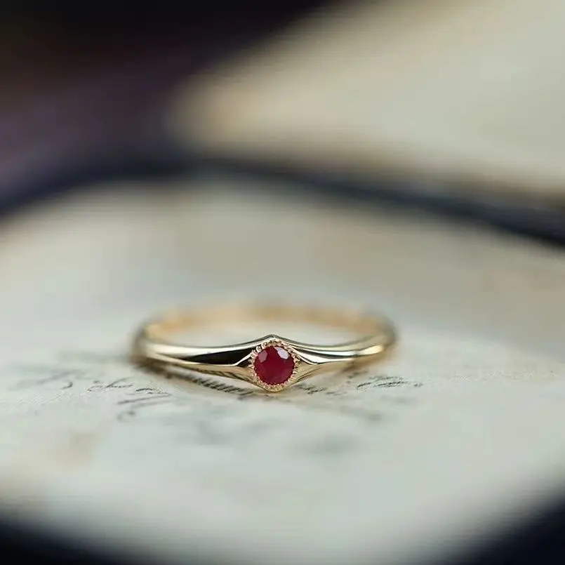 Classic Art Ruby rings for women Slim Stacked Style Light Luxury Retro fine Red Ring Suitable for Daily Wearing Jewelry Gifts