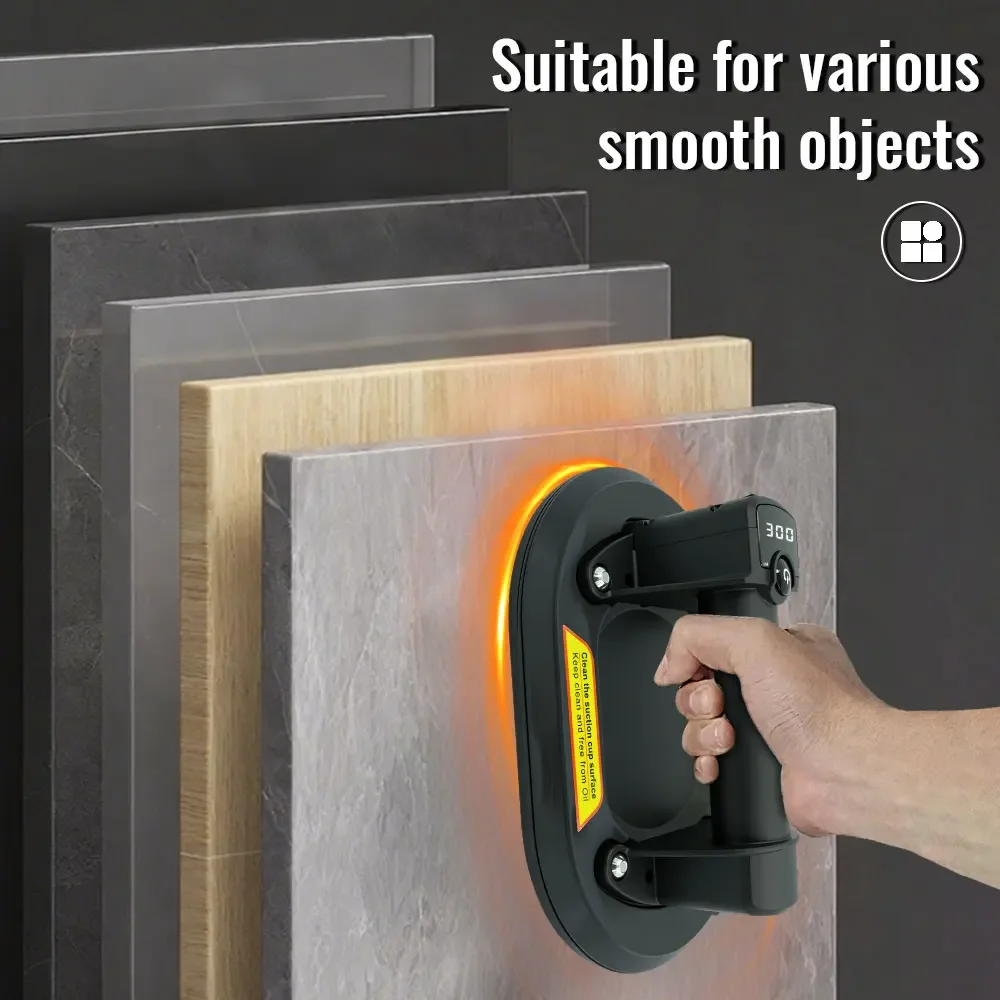 New 300Kg Intelligent Display Industrial Grade Electric Vacuum Suction Cup Heavy Duty Lifter For Granite Tile Glass