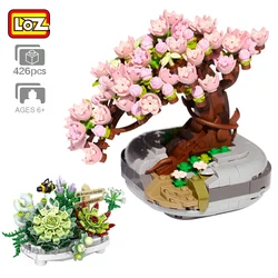 LOZ-bloques de construcción de flores eternas para niños, hermosa Sakura, planta suculenta, rosa, juguetes para niños, regalos para niñas, regalo para niños, 1660