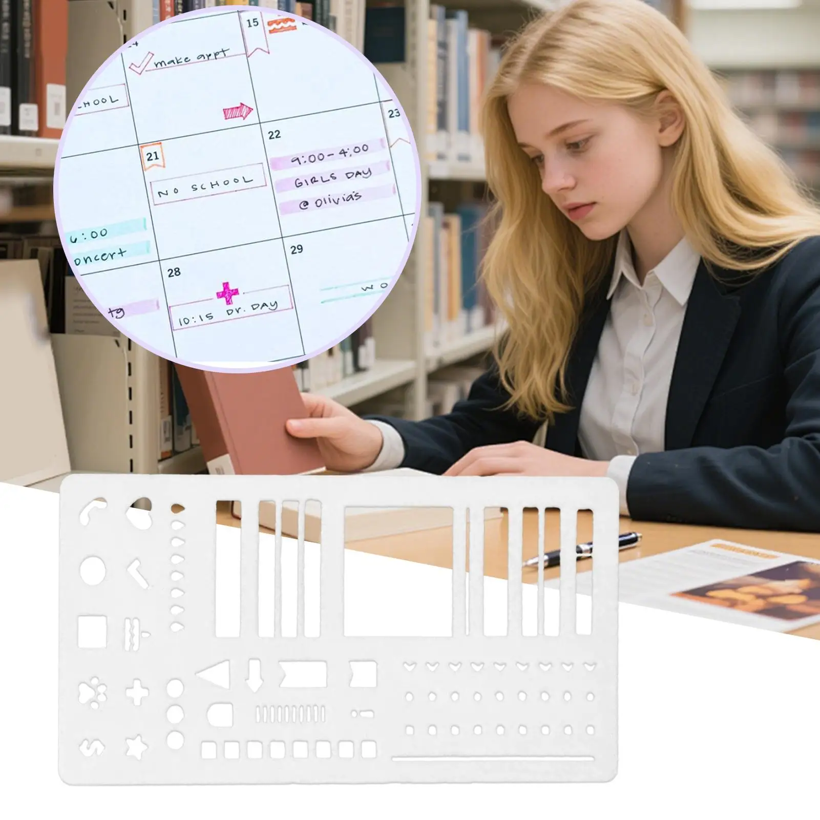 

Трафареты для календарей, трафареты для ежедневников, линейки, точечные аксессуары для отслеживания привычек, списков, планирования, баннеров, надписей