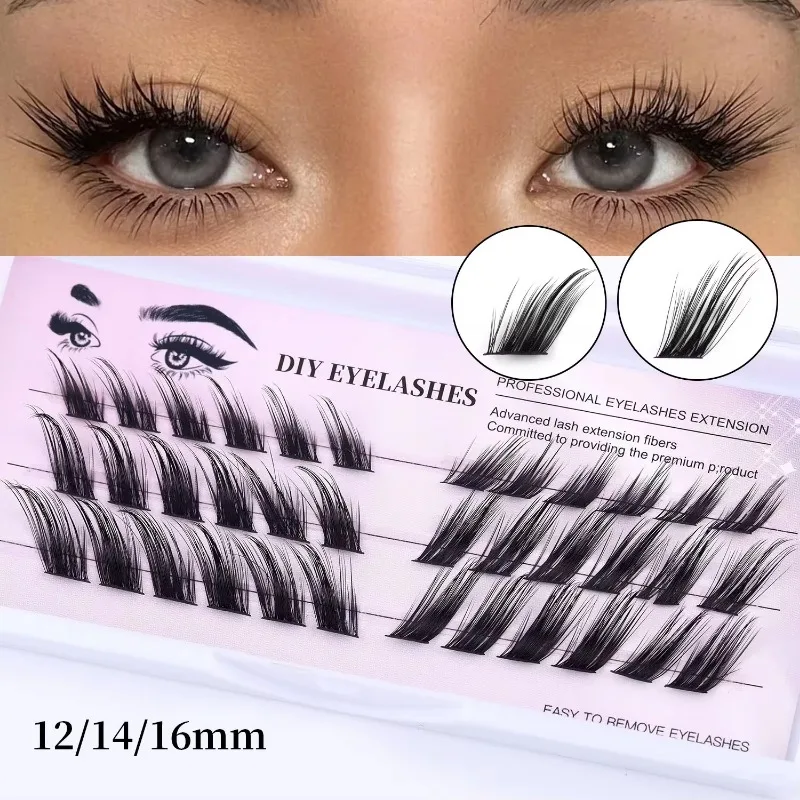 Gevleugelde Vossenoog Manga Diy Clusters Valse Wimpers Kruisen Natuurlijke Dikke Wimperverlenging Voor Make-Up Schoonheid Meisje Zacht Zelfklevend