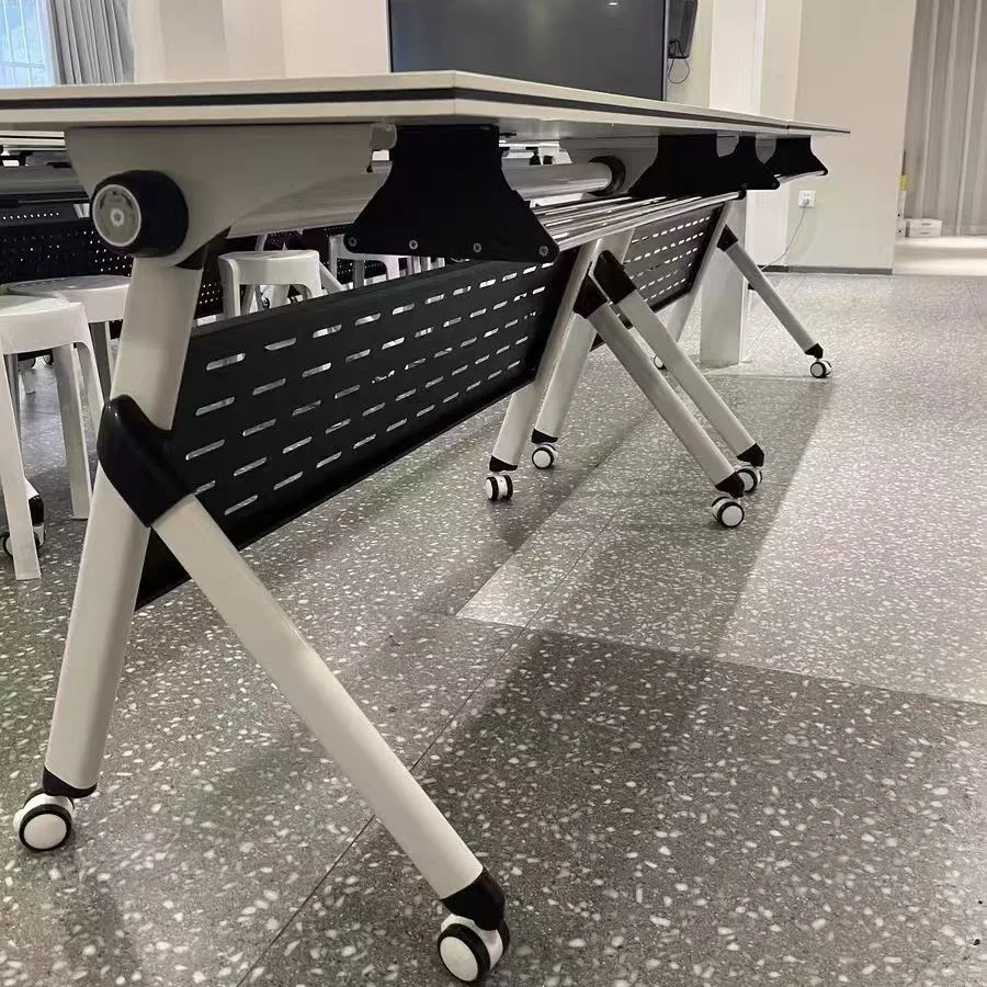Folding training desks and chairs movable desks, desks, institutions, training strip desks can be combined with wheels, brakes