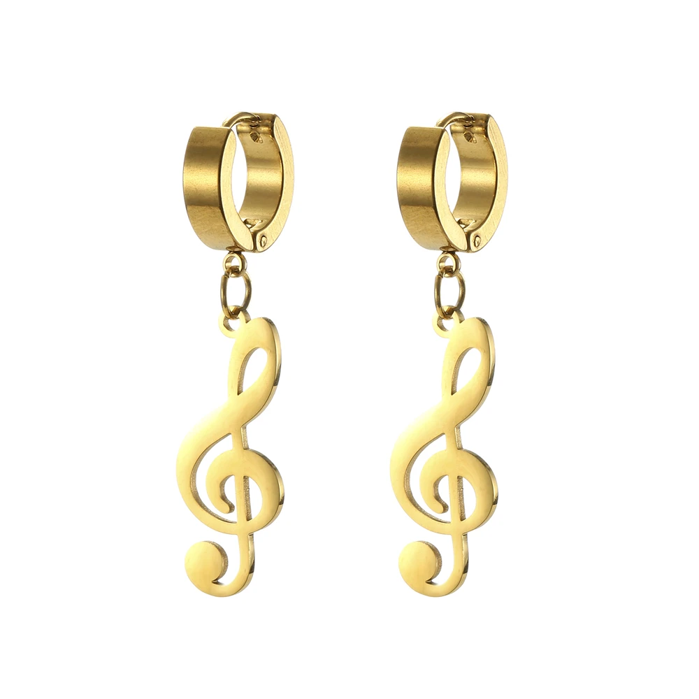 Amaxer Musical Note Stainless Steel Earrings Treble Note Drop Earrings For Women Musician Student Jewelry Graduate Gifts