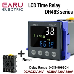 New DH48S DC/AC12V 24V AC110V 220V 380V Precision Programmable Delay Relay 0.01S-99990h With Socket Base DH48S Series Time Relay