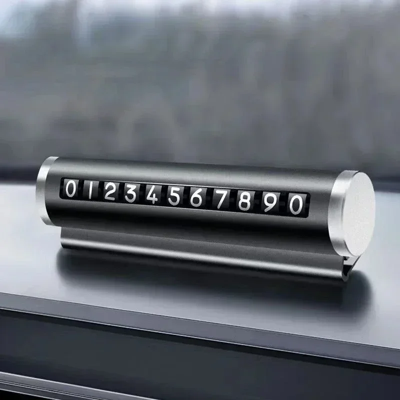 1Pc Creative Car Temporary Parking Card Metal Aluminum Roller Adjustable Phone Number Plate Dashboard Auto Interior Parts