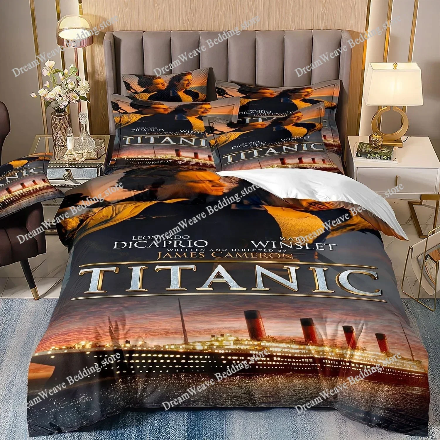 Bedding Decor Boys Girls Bedding Duvet Cover By Ho Me Lili Set Microfiber Retro Classic Titanic Ship Ocean Scenery Watercolor Ar