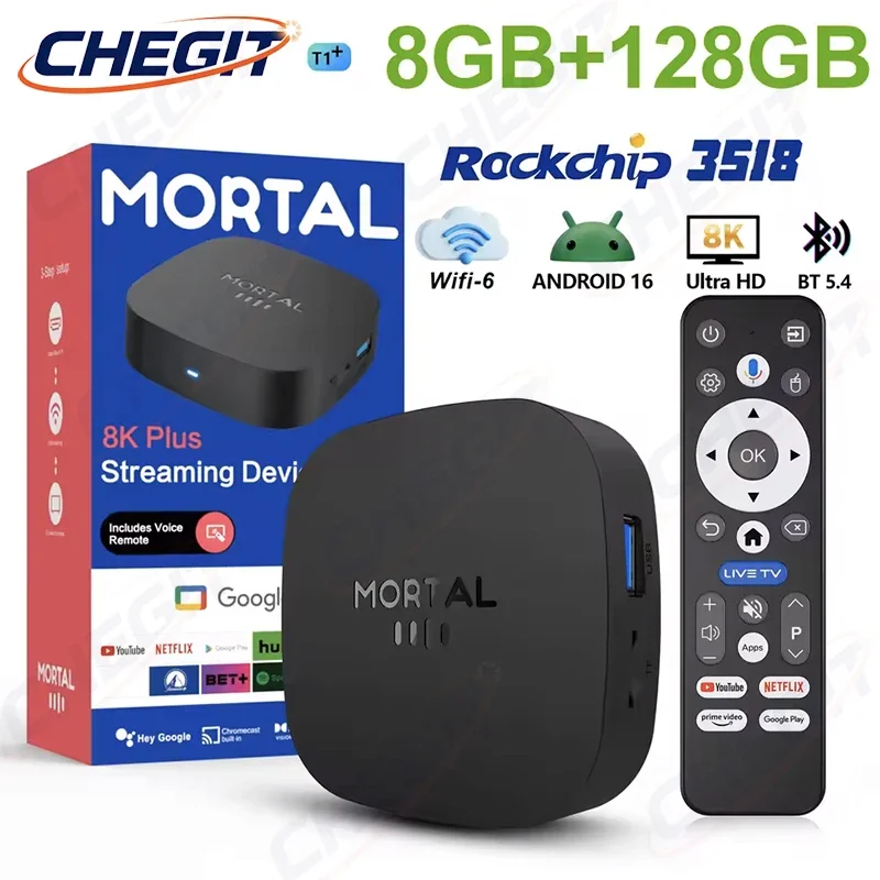 

Новая ТВ-приставка 2026 T1+ 8K HD на Android 16.0 с четырехъядерным процессором RK3518, 8 ГБ ОЗУ, 128 ГБ ПЗУ, двухдиапазонным Wi-Fi 2.4G/5.8G для домашнего кинотеатра