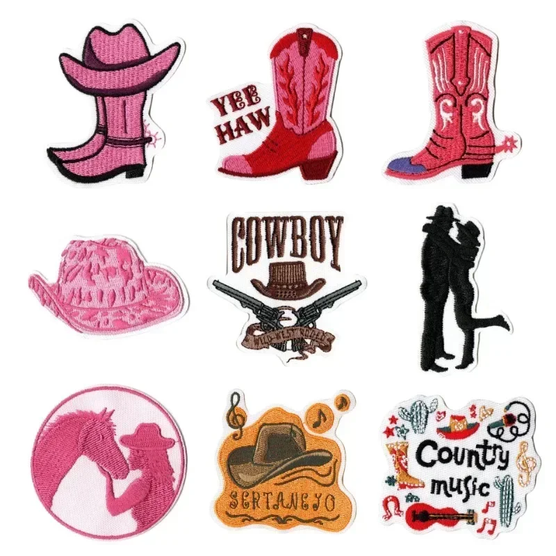 

Pink Girl Western Cowboy Iron-On or Sew on Embroidered Badge Patches for DIY T-shirt Backpack Hat Clothing Appliques Sticker