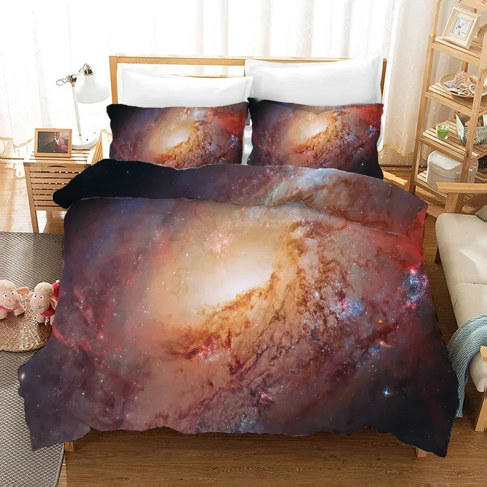 

3pcs Starry Sky Duvet Cover Set Galaxy Space Bedding Set Planet Themed Quilt Cover Set 3D Print Polyester Gifts for Kids Bedroom