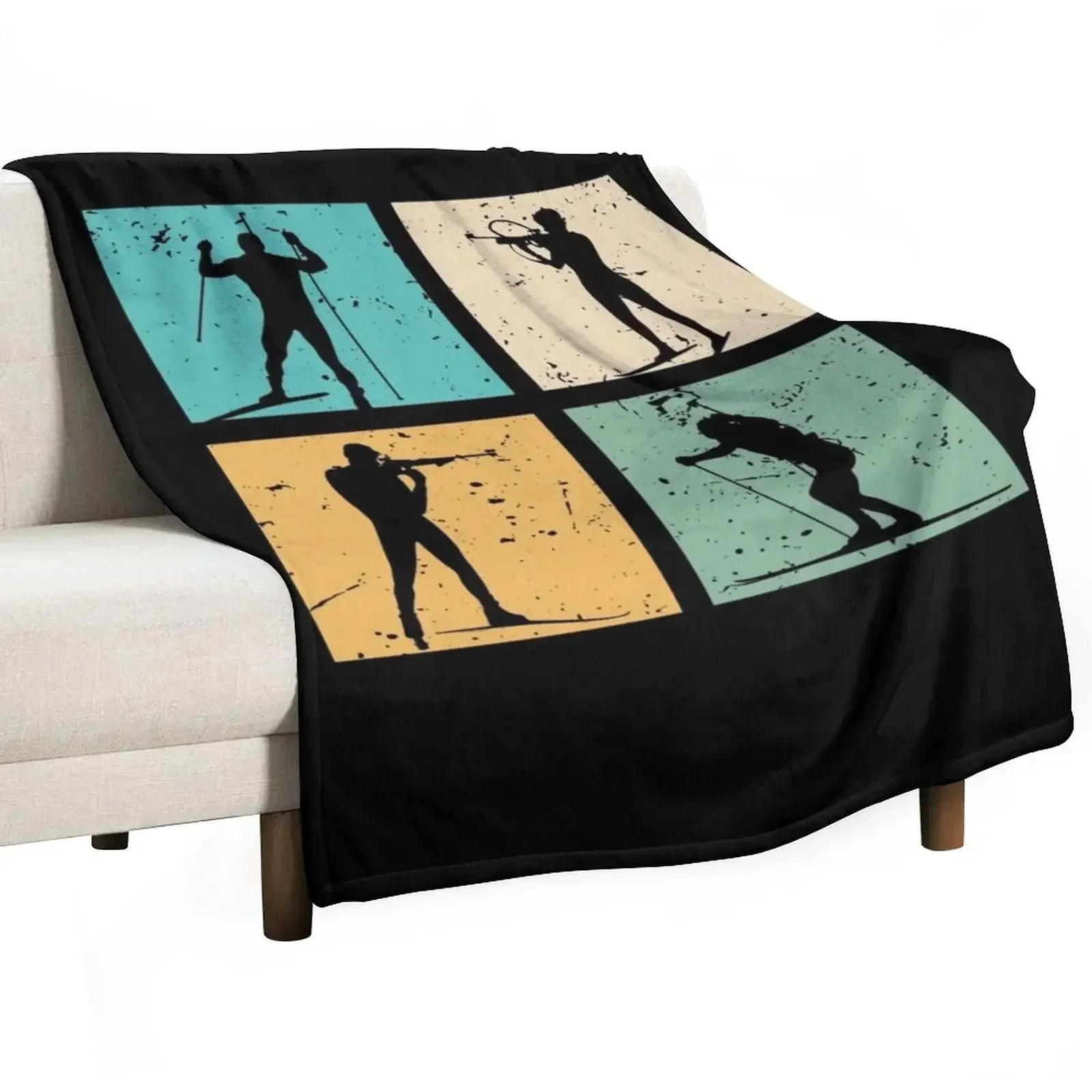 

Biathlon Skiing Cross Country Skiing Biathlete Gift Skier Throw Blanket Decoratives decorative Luxury Picnic Blankets