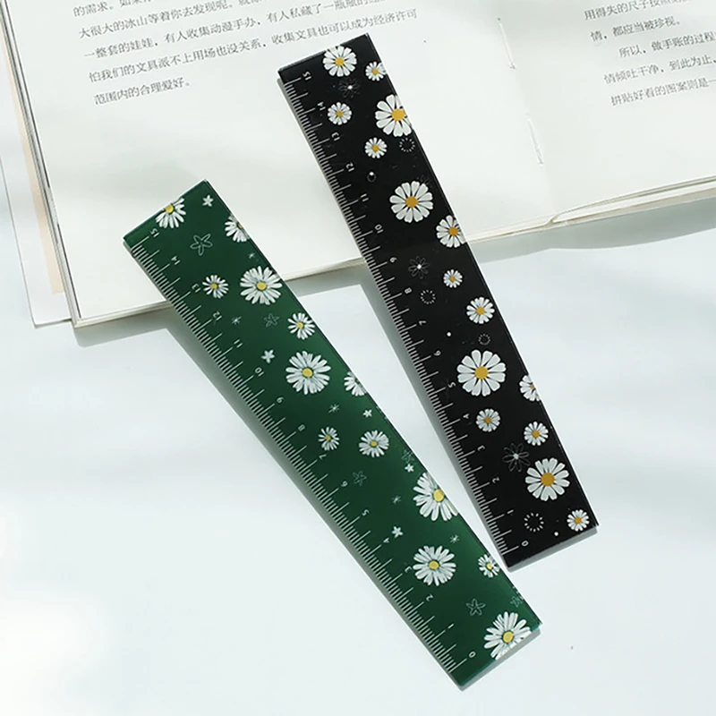 16cm Fresh Style Daisy Flowers Ins Acrylic Straight Ruler Korean Measure Rulers for Students Scrapbooking Diy Supplies