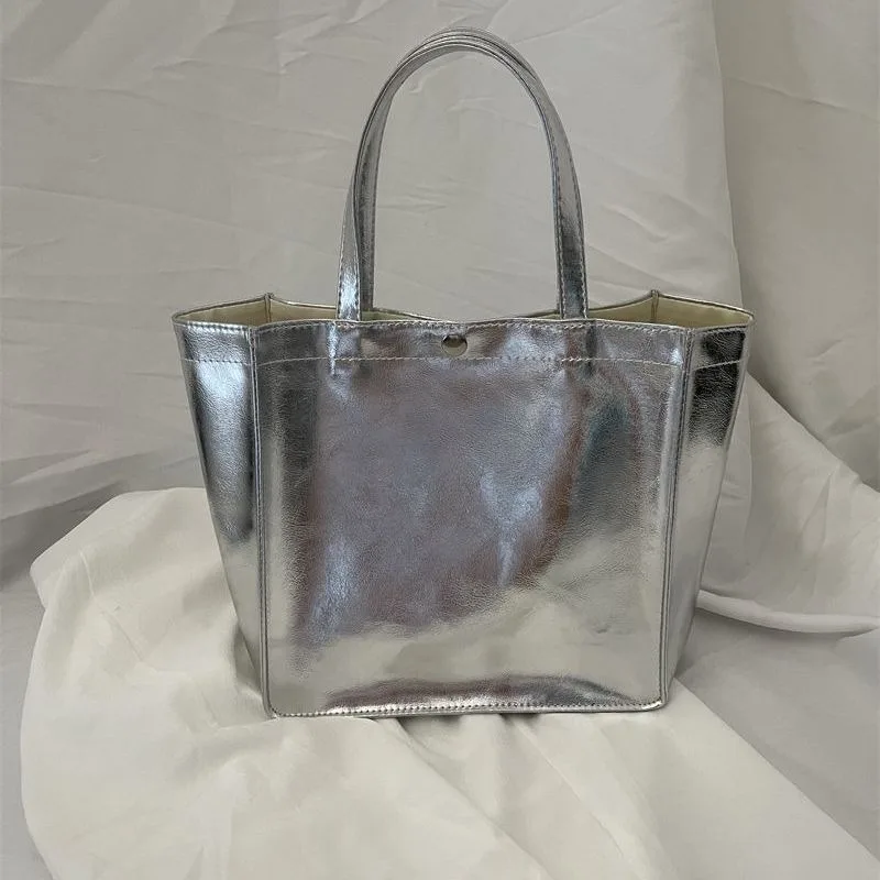 

Korean High Appearance Level Silver Bag Female New Style Sense of Advanced Minority Handbag Female PU